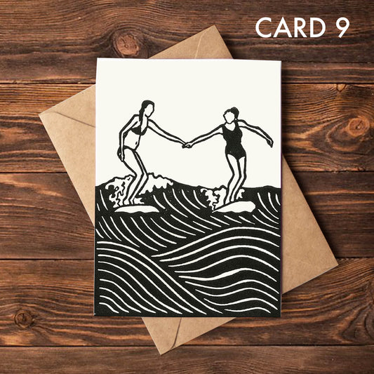 Surfer Lino Greeting Card 9