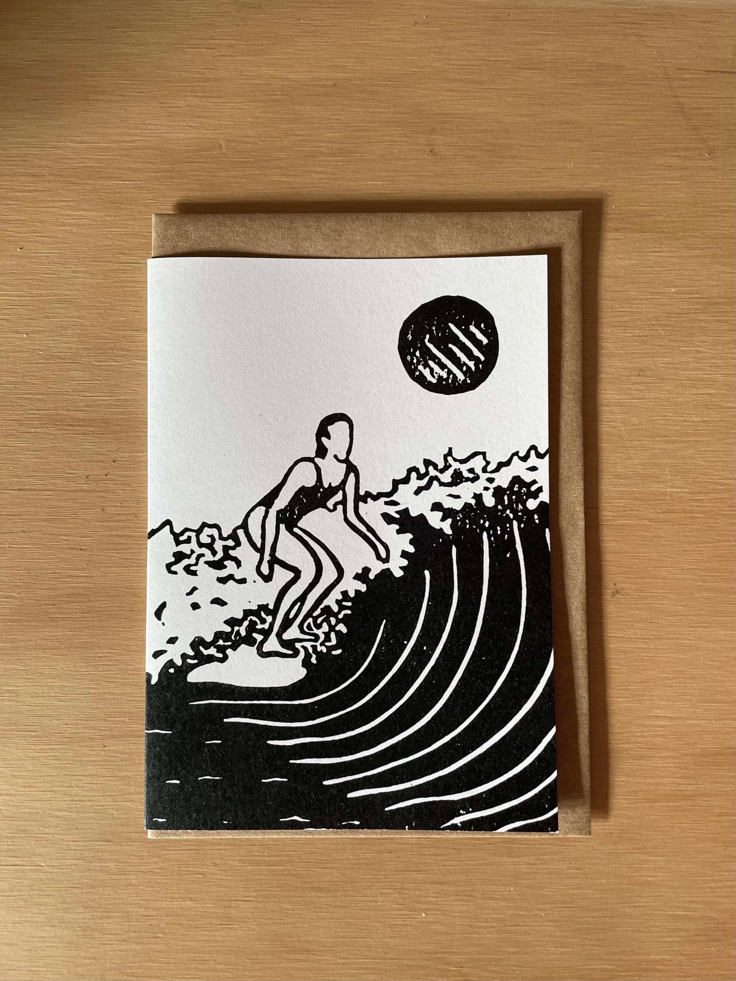 Surfer Lino Art Greeting Card Set of 7