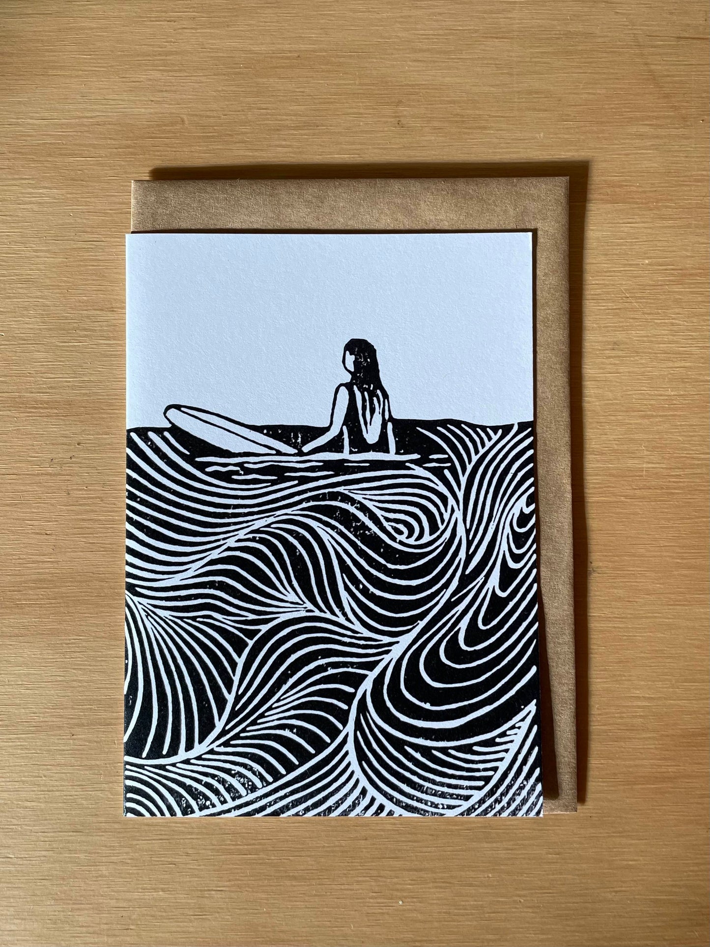 Surfer Lino Art Greeting Card Set of 7