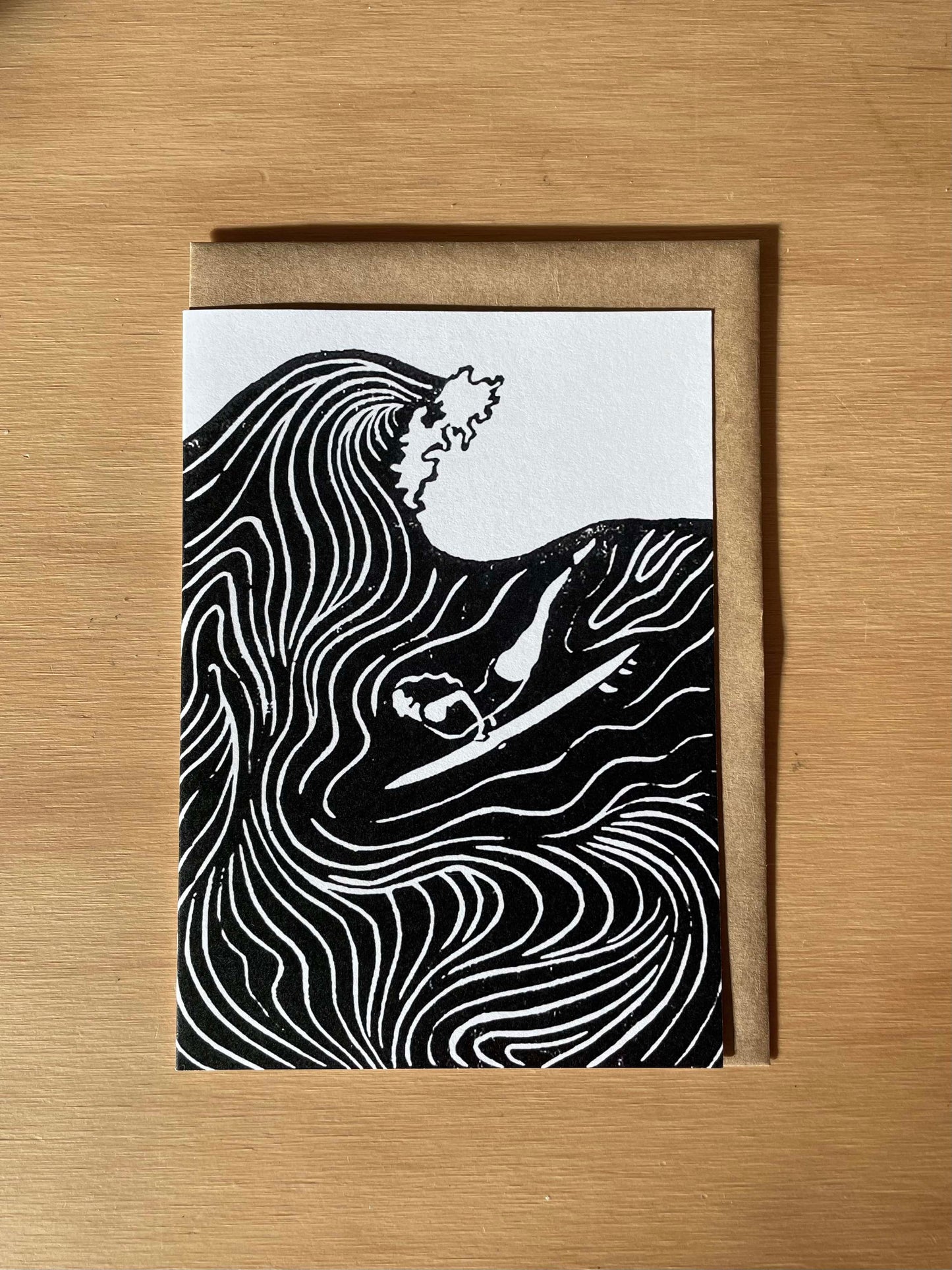 Surfer Lino Art Greeting Card Set of 7