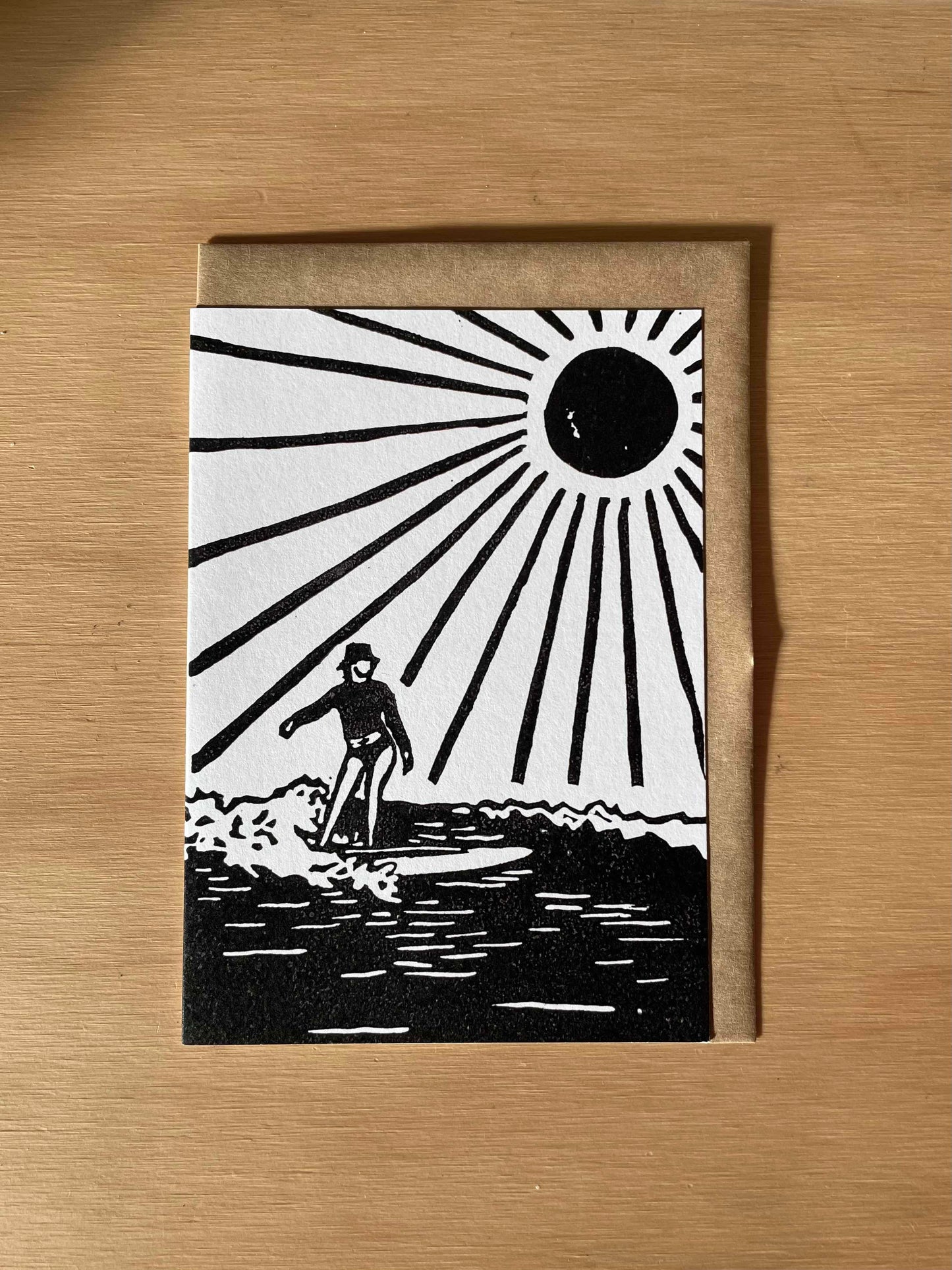 Surfer Lino Art Greeting Card Set of 7