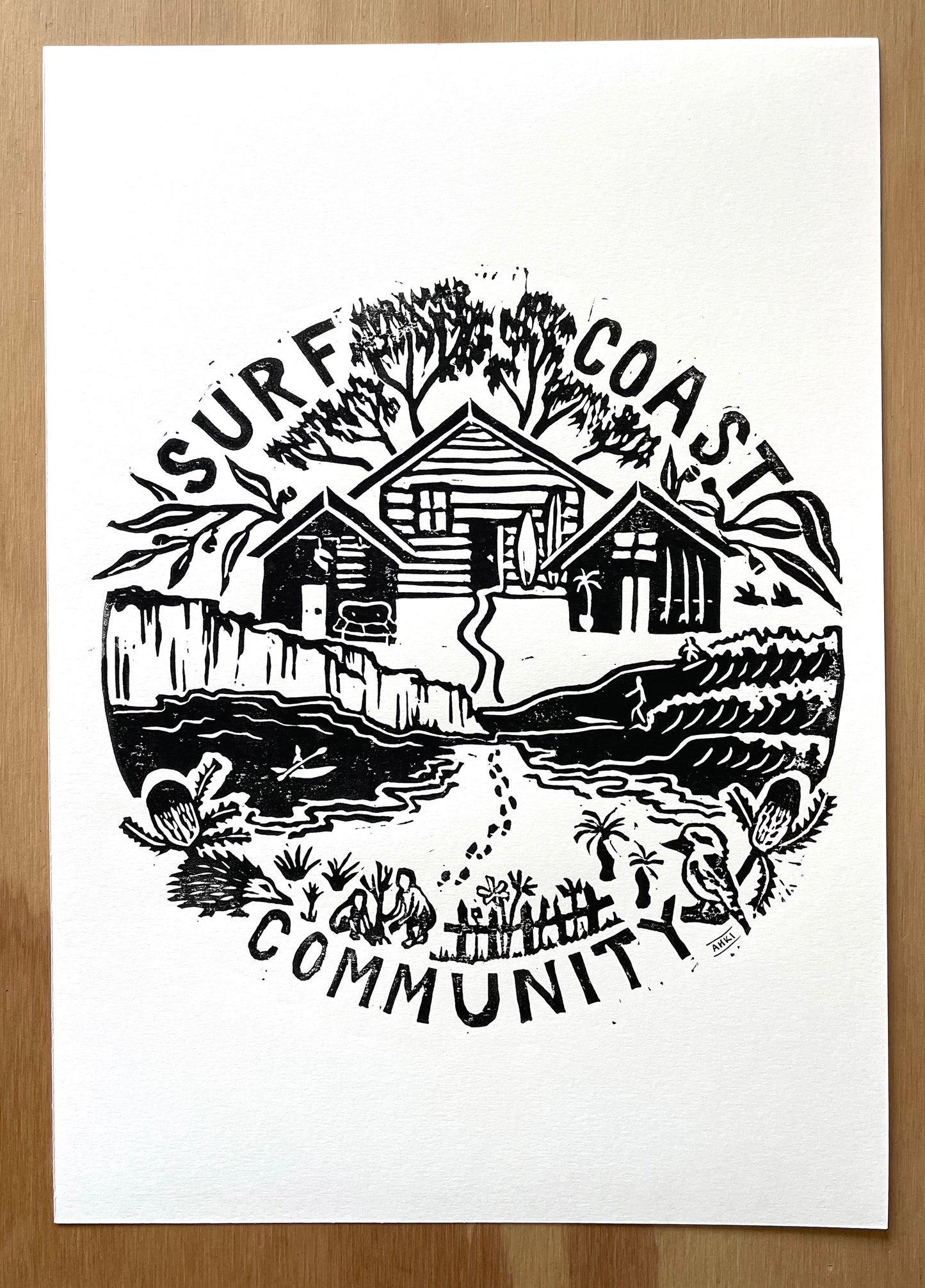 Surf Coast Community - Lino Block Print