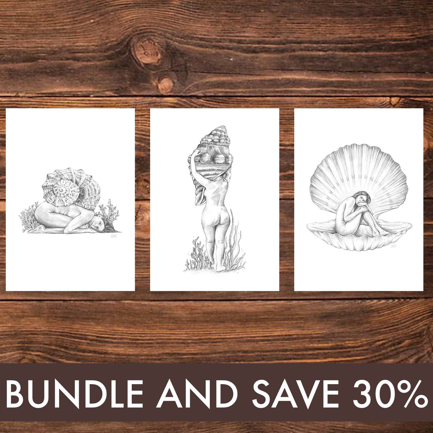 Ocean Girl Trio – A4 Fine Art Bundle - SAVE 30% SALE PRICE $92.40