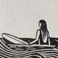 Surf Girl II - Waiting for Waves - Lino Block Print - A5 / A4 / A2 Size