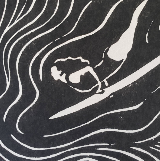 Duck Dive - Lino Block Print