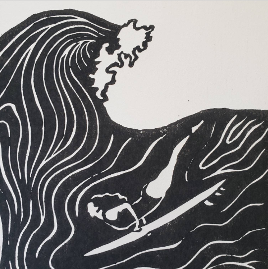 Duck Dive - Lino Block Print