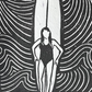 Surf Girl and Board - Lino Block Print - A5 Size