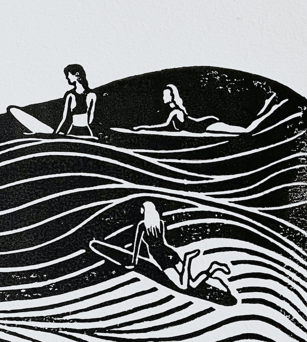 Women in the Water - Lino Block Print