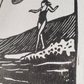 Surfer Girl III - Step - Lino Block Print - A5 / A4 Size