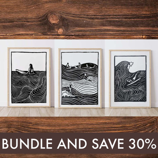 Surf Coast Collection – A4 Lino Print Bundle - SAVE 30% SALE PRICE $92.40