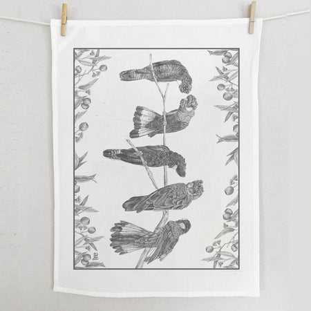 Black Cockatoos Tea Towel