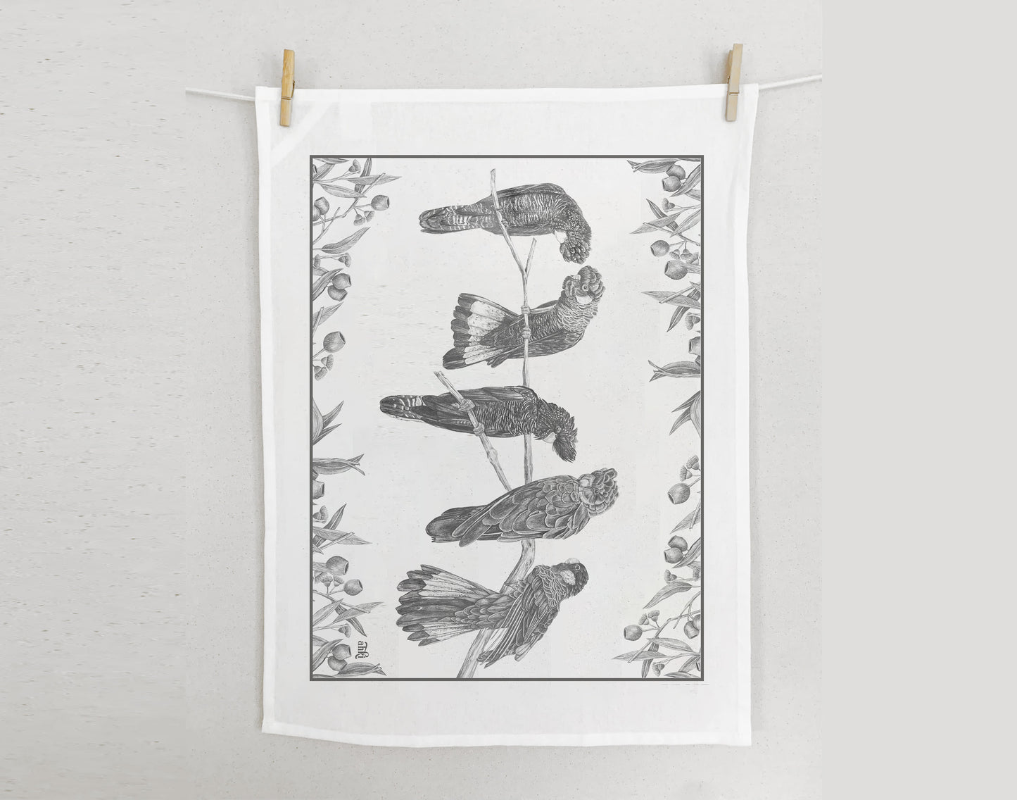 Black Cockatoos Tea Towel