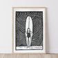 Surf Girl and Board - Lino Block Print - A5 Size