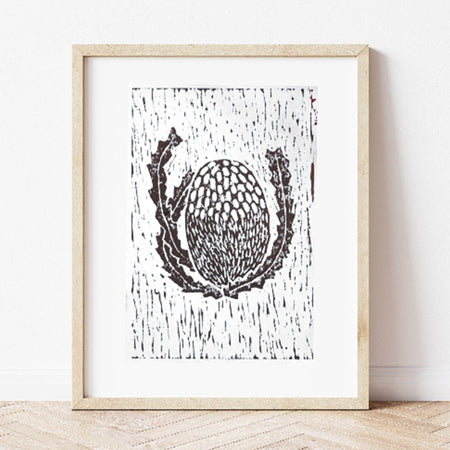 Brown Lino Banksia print