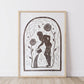 Garden Lady Lino Print Brown