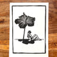 Hibiscus Shade - Lino Block Print - A5 Size