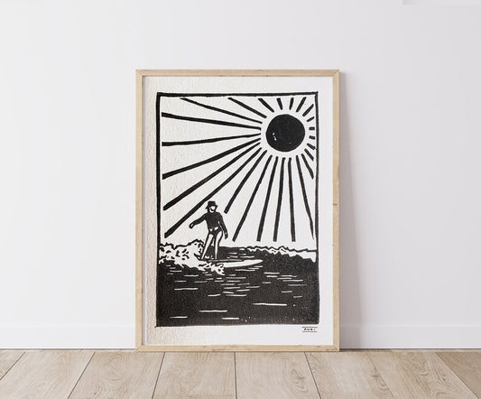 Surf Girl I - Lino Block Print
