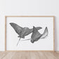 Spotted Eagle Rays Print | Monochrome Ocean Animal Wall Art