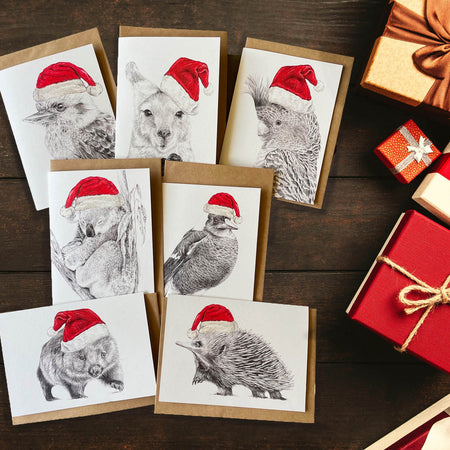 Australian Animal Christmas Card Set of 7 cards