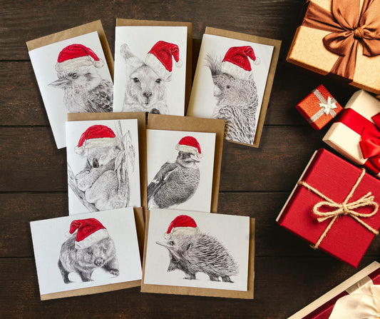 Australian Animal Christmas Card Set of 7 cards