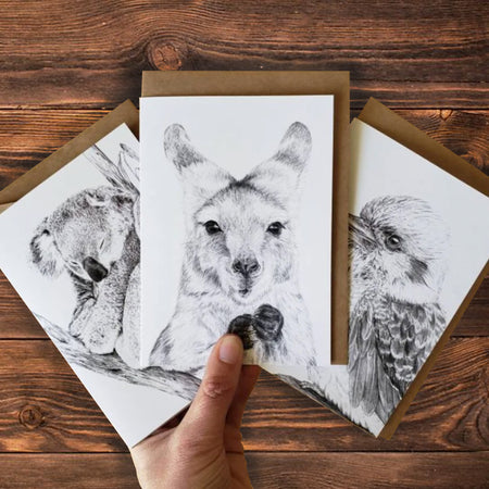 Illustrated Greeting Cards - 3 card set - Australian Animals