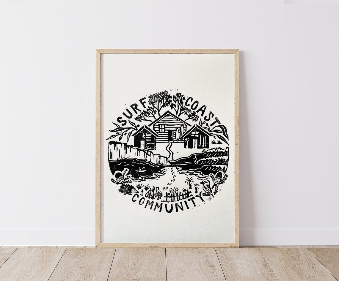 Surf Coast Community - Lino Block Print