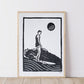 Surfer Boy - Lino Block Print - A5 Size