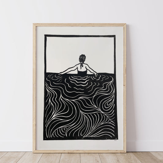 Swim - Lino Print