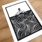 Swim - Lino Block Print - A5 / A4 Size