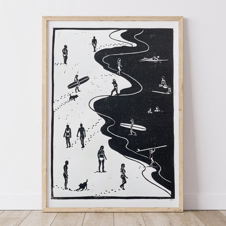 Tides Lino Print | Coastal Surf Art