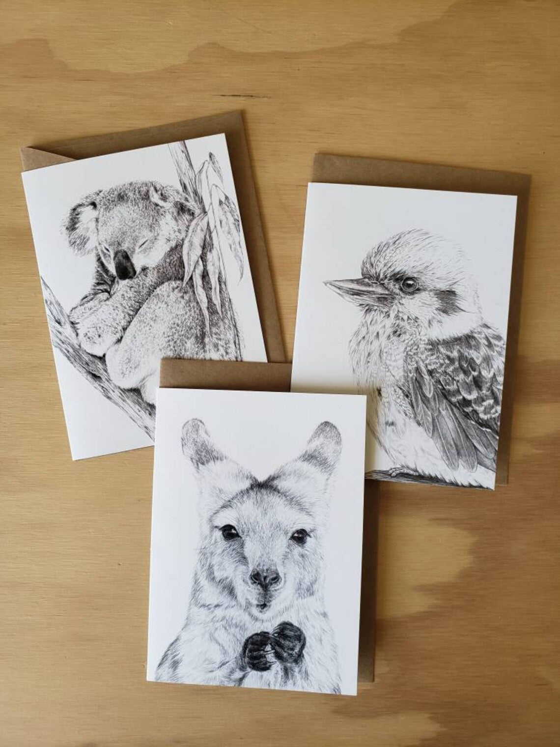 Illustrated Greeting Cards - 3 card set - Australian Animals