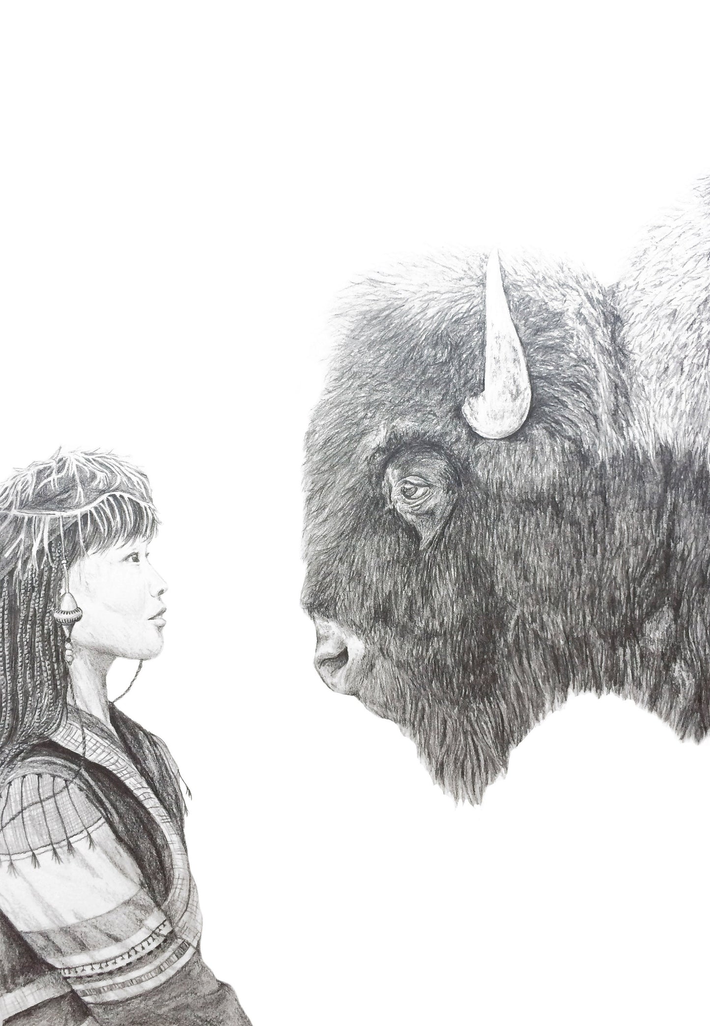 Woman and Bison - Fine Art Print