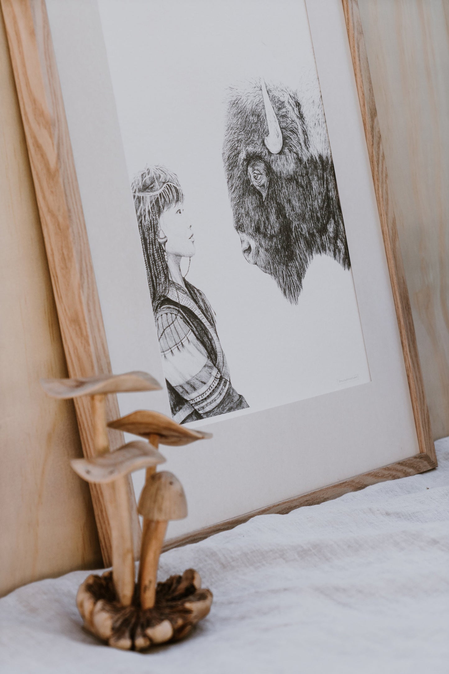 Woman and Bison - Fine Art Print