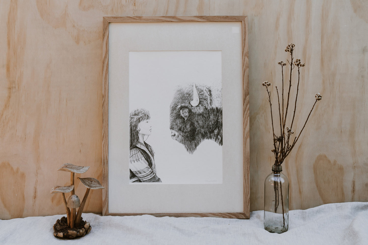 Woman and Bison - Fine Art Print