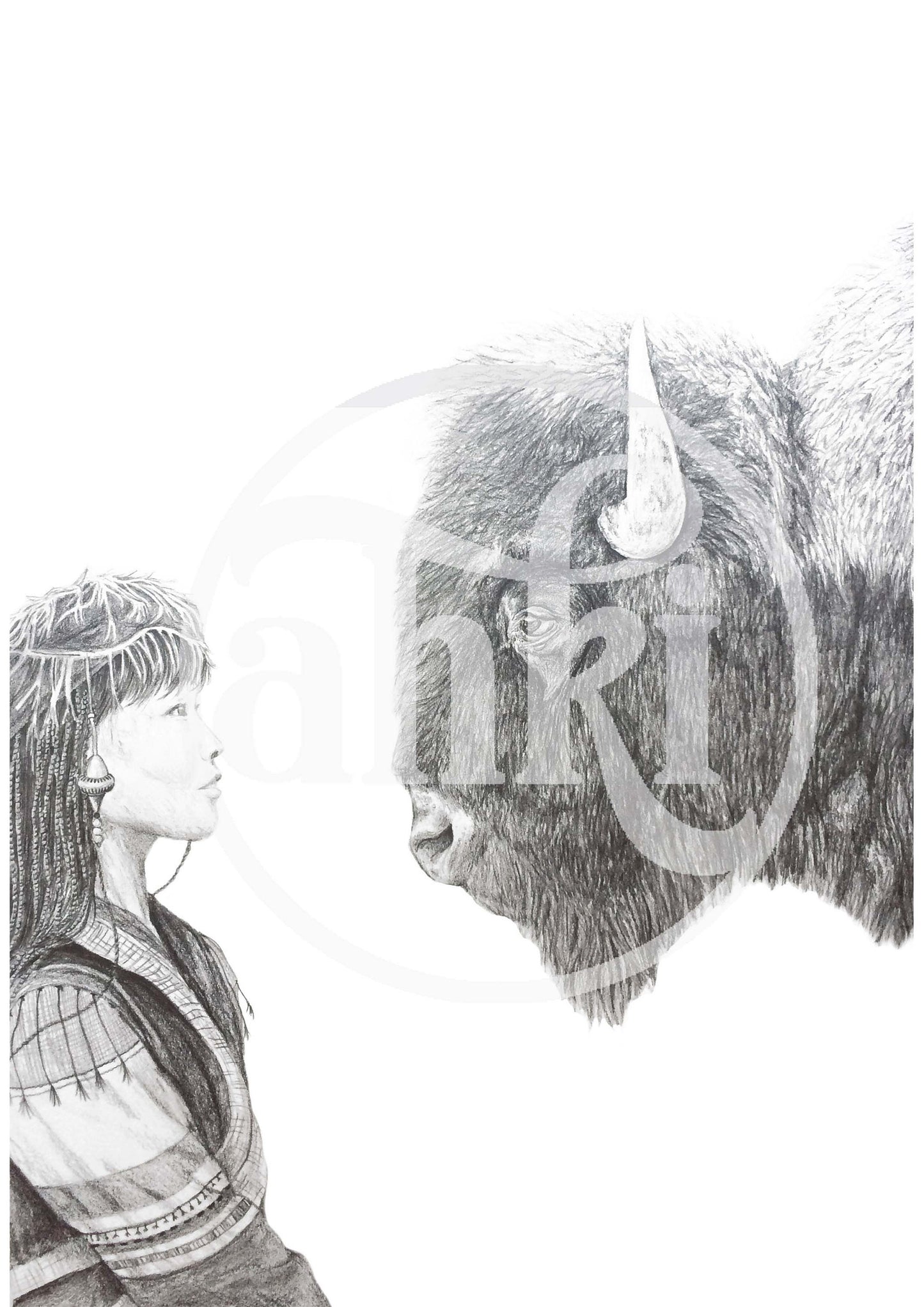 Woman and Bison - Fine Art Print