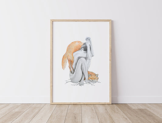 Girl and Fox - Fine Art Print