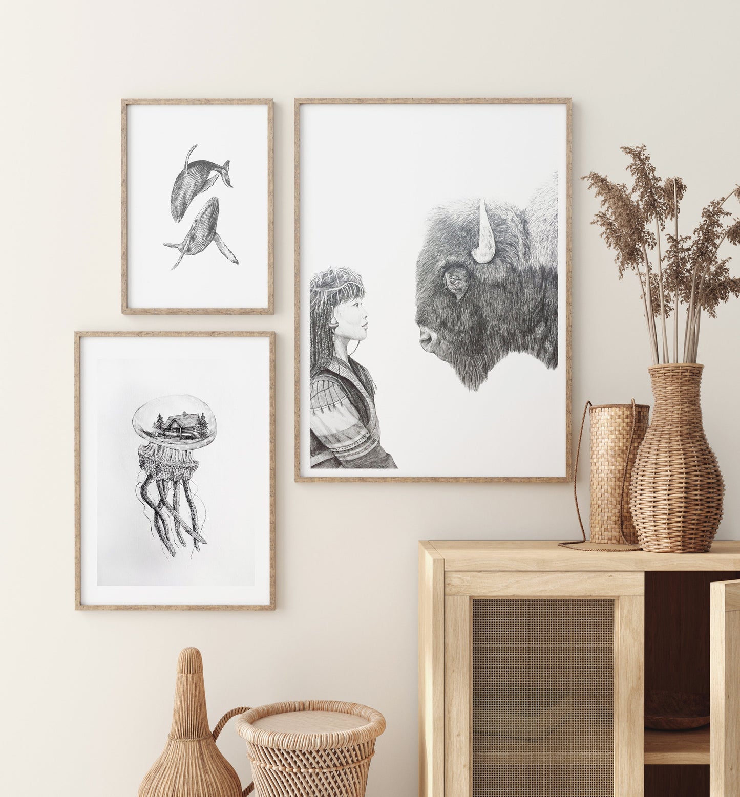 Woman and Bison - Fine Art Print