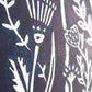 Growing Garden Navy Blue Lino Block Print