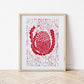 Red Lino Banksia print