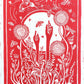 Growing Garden Red Lino Block Print