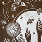 Growing Garden Brown Lino Block Print