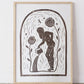 Garden Lady Lino Print Brown