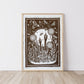 Growing Garden Brown Lino Block Print